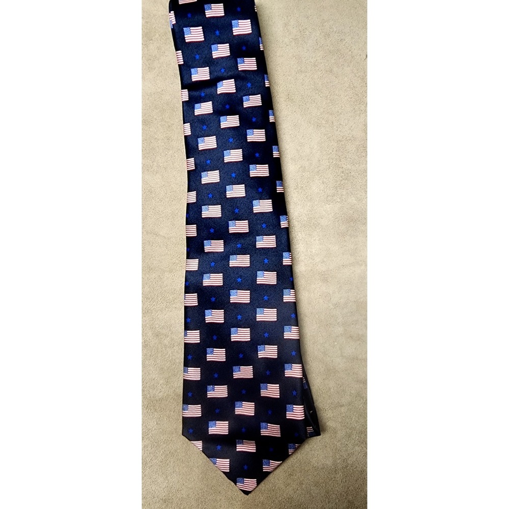 American‎ Flag  USA Red White Blue Tie Men's Silk Stonehenge Necktie